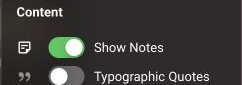 The Show Notes switch enabled in Editor Preferences.